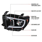 2014-2021 Toyota Tundra LED C-Bar Projector Headlights w/ Sequential Turn Signal Lights (Jet Black Housing/Clear Lens)