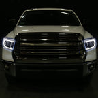 2014-2021 Toyota Tundra LED C-Bar Projector Headlights w/ Sequential Turn Signal Lights (Jet Black Housing/Clear Lens)