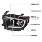 2014-2021 Toyota Tundra LED C-Bar Projector Headlights w/ LED Turn Signal Lights  (Glossy Black Housing/Clear Lens)