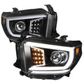 2014-2021 Toyota Tundra LED C-Bar Projector Headlights w/ LED Turn Signal Lights  (Glossy Black Housing/Clear Lens)