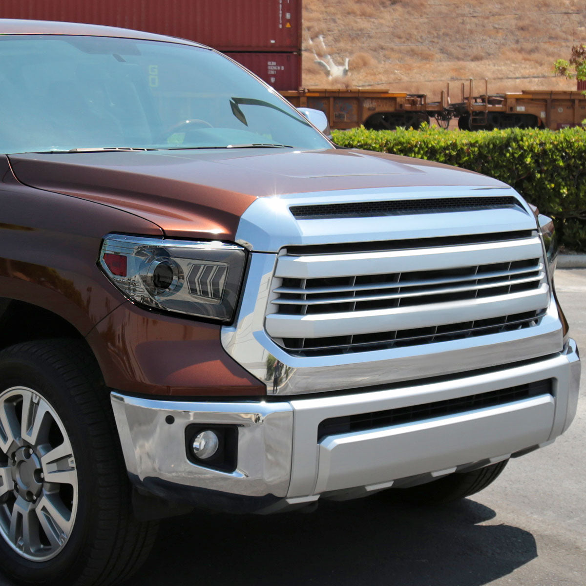2014-2021 Toyota Tundra LED C-Bar Projector Headlights w/ Sequential Arrow Turn Signals (Chrome Housing/Smoked Lens)