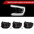 2014-2021 Toyota Tundra LED C-Bar Projector Headlights w/ Sequential Turn Signal Lights (Glossy Black Housing/Smoked Lens)