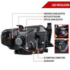 2014-2021 Toyota Tundra LED C-Bar Projector Headlights w/ Sequential Turn Signal Lights (Glossy Black Housing/Smoked Lens)