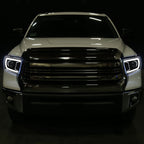 2014-2021 Toyota Tundra LED C-Bar Projector Headlights w/ Sequential Turn Signal Lights (Glossy Black Housing/Smoked Lens)