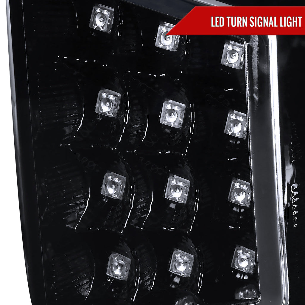 2014-2021 Toyota Tundra LED C-Bar Projector Headlights w/ LED Turn Signal Lights (Glossy Black Housing/Smoked Lens)