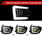 2014-2021 Toyota Tundra LED C-Bar Projector Headlights w/ Sequential Arrow Turn Signals (Matte Black Housing/Clear Lens)