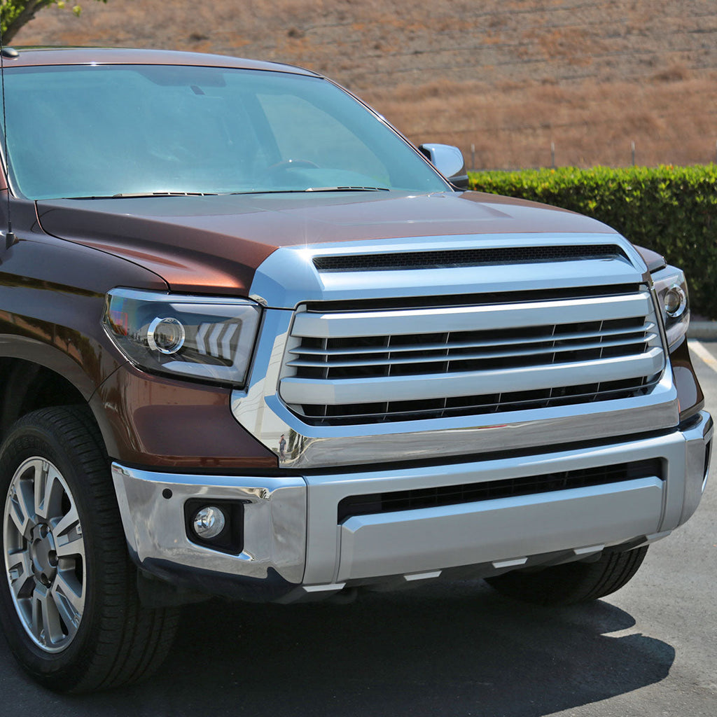 2014-2021 Toyota Tundra LED C-Bar Projector Headlights w/ Sequential Arrow Turn Signals (Matte Black Housing/Clear Lens)