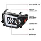 2014-2021 Toyota Tundra LED C-Bar Projector Headlights w/ Sequential Arrow Turn Signals (Matte Black Housing/Clear Lens)