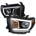 2014-2021 Toyota Tundra LED C-Bar Projector Headlights w/ LED Turn Signal Lights (Matte Black Housing/Clear lens)