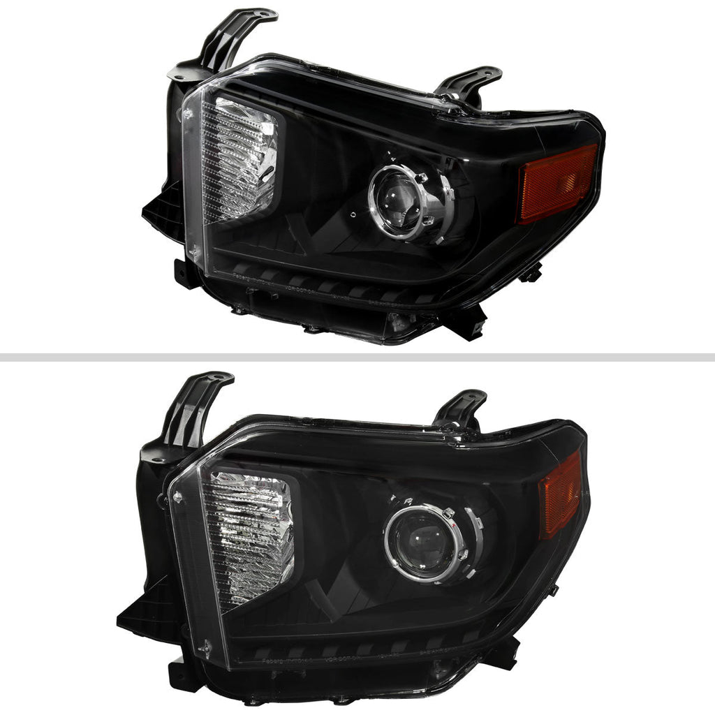 2014-2021 Toyota Tundra Retro Style V2 Projector Headlights (Matte Black Housing/Clear Lens)