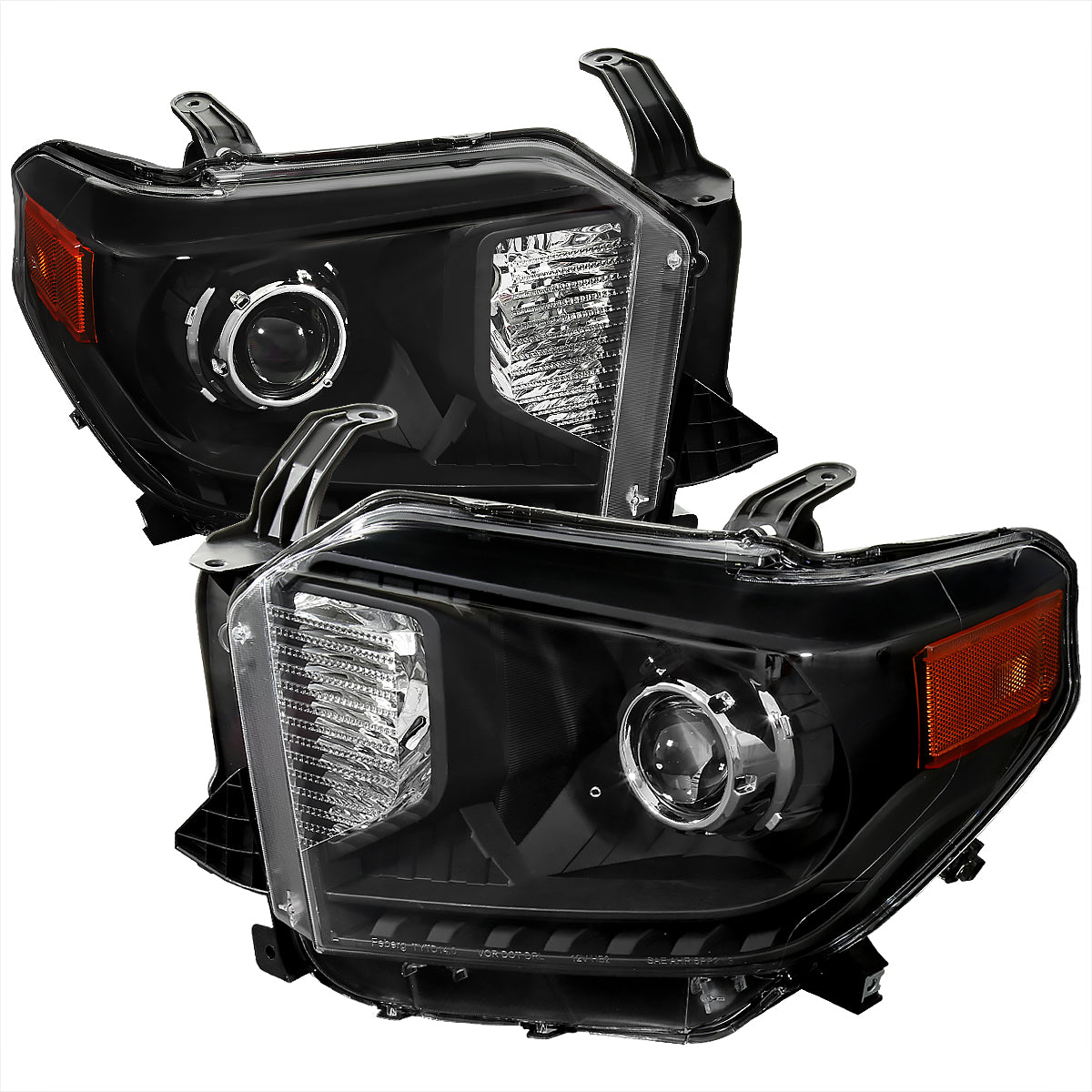 2014-2021 Toyota Tundra Retro Style V2 Projector Headlights (Matte Black Housing/Clear Lens)