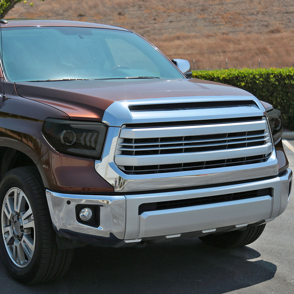 2014-2021 Toyota Tundra LED C-Bar Projector Headlights w/ Sequential Arrow Turn Signals (Black Housing/Smoked Lens)