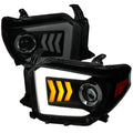 2014-2021 Toyota Tundra LED C-Bar Projector Headlights w/ Sequential Arrow Turn Signals (Black Housing/Smoked Lens)