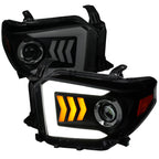 2014-2021 Toyota Tundra LED C-Bar Projector Headlights w/ Sequential Arrow Turn Signals (Black Housing/Smoked Lens)