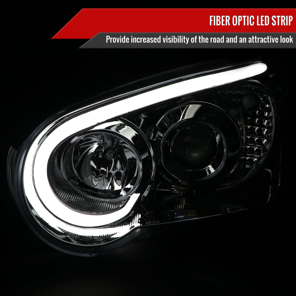2004-2005 Subaru Impreza WRX/STI Outback Projector Headlights w/ LED Light Bar (Chrome Housing/Clear Lens)