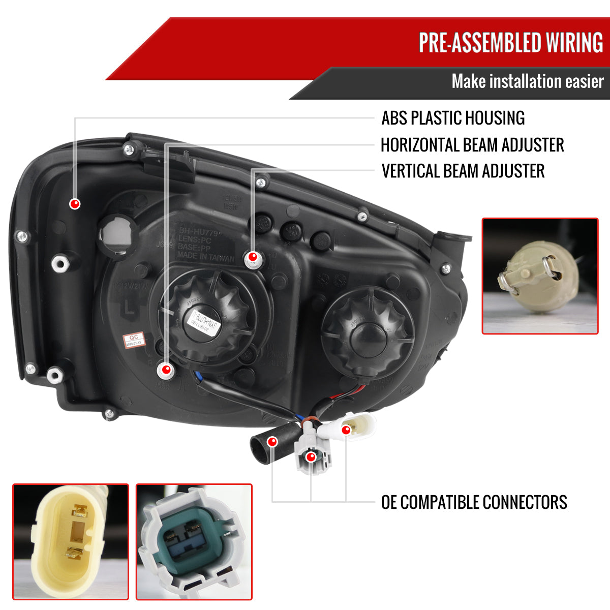 2004-2005 Subaru Impreza WRX/STI Outback Projector Headlights w/ LED Light Bar (Chrome Housing/Clear Lens)