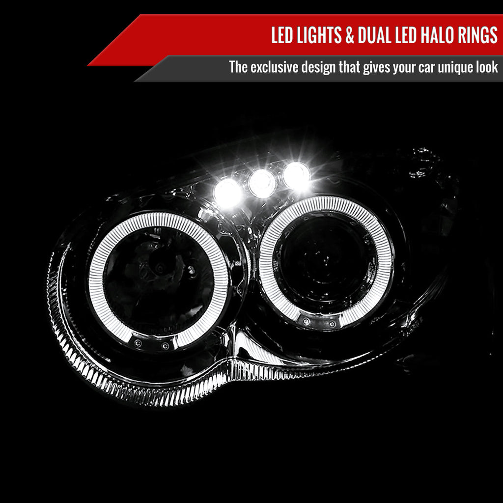 2004-2005 Subaru Impreza WRX/STI Outback Dual Halo Projector Headlights (Chrome Housing/Clear Lens)