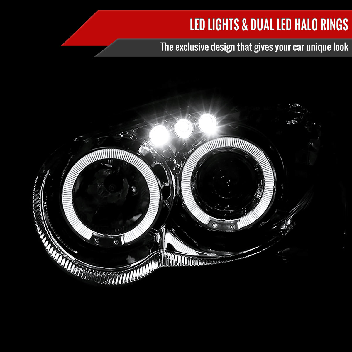 2004-2005 Subaru Impreza WRX/STI Outback Dual Halo Projector Headlights (Chrome Housing/Clear Lens)