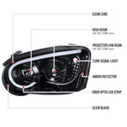 2004-2005 Subaru Impreza WRX/STI Outback Projector Headlights w/ LED Light Bar (Glossy Black Housing/Clear Lens)
