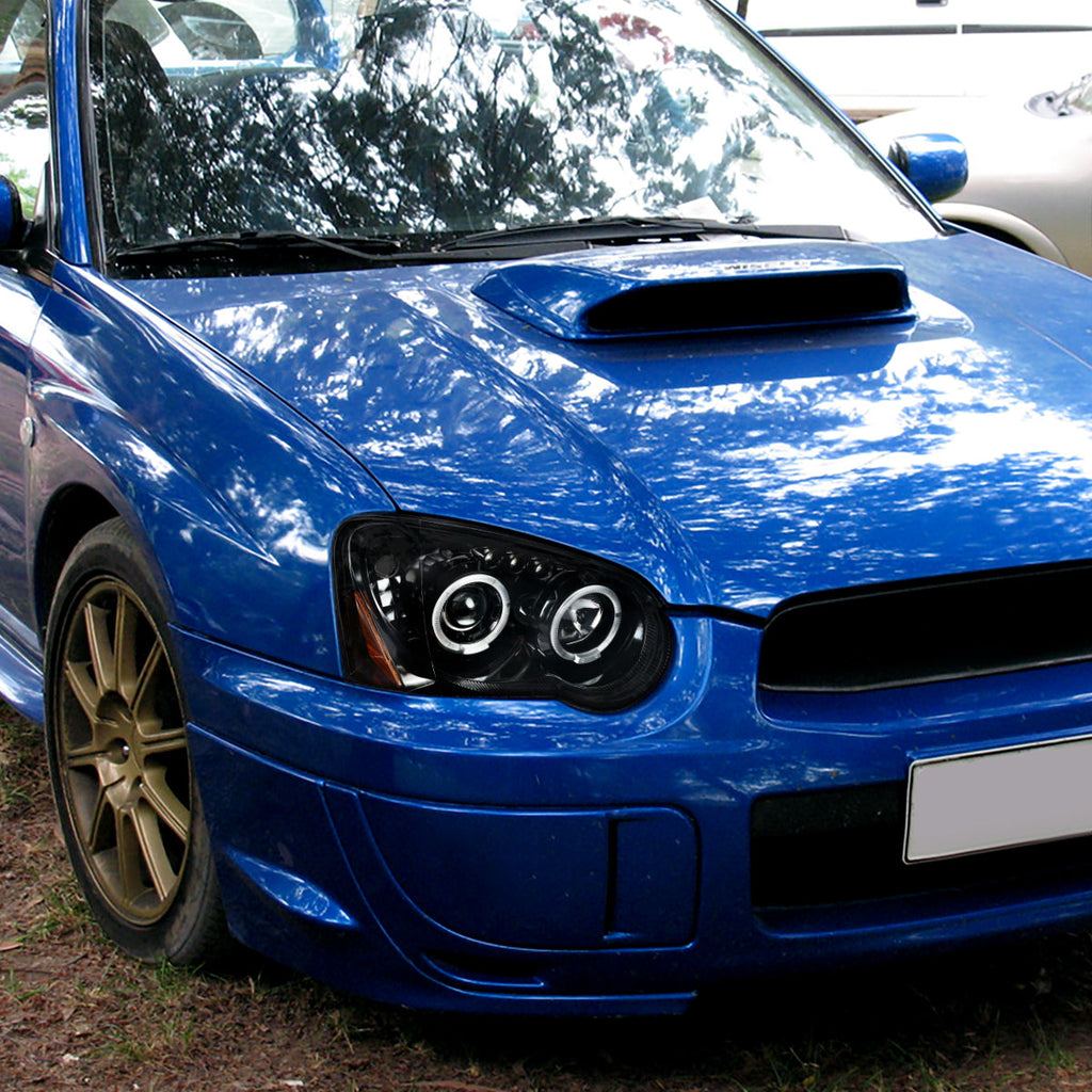 2004-2005 Subaru Impreza WRX/STI Outback Dual Halo Projector Headlights (Jet Black Housing/Clear Lens)
