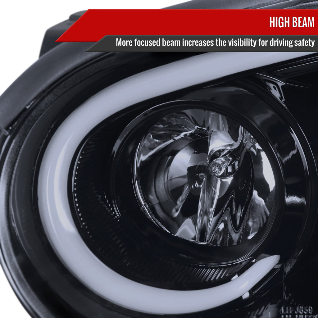 2004-2005 Subaru Impreza WRX/STI Outback Projector Headlights w/ LED Light Bar (Glossy Black Housing/Smoked Lens)