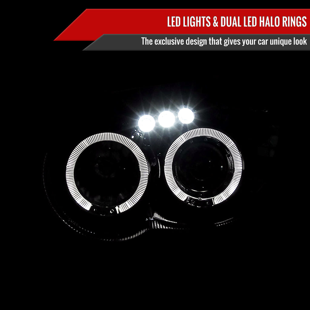 2004-2005 Subaru Impreza WRX/STI Outback Dual Halo Projector Headlights (Glossy Black Housing/Smoked Lens)