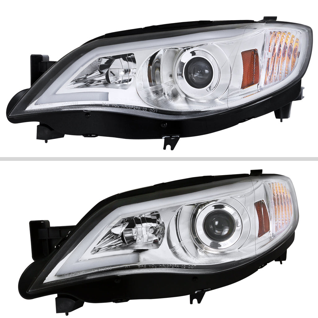 2008-2014 Subaru Impreza WRX/ 2008-2011 Outback Sport LED Bar Projector Headlights (Chrome Housing/Clear Lens)