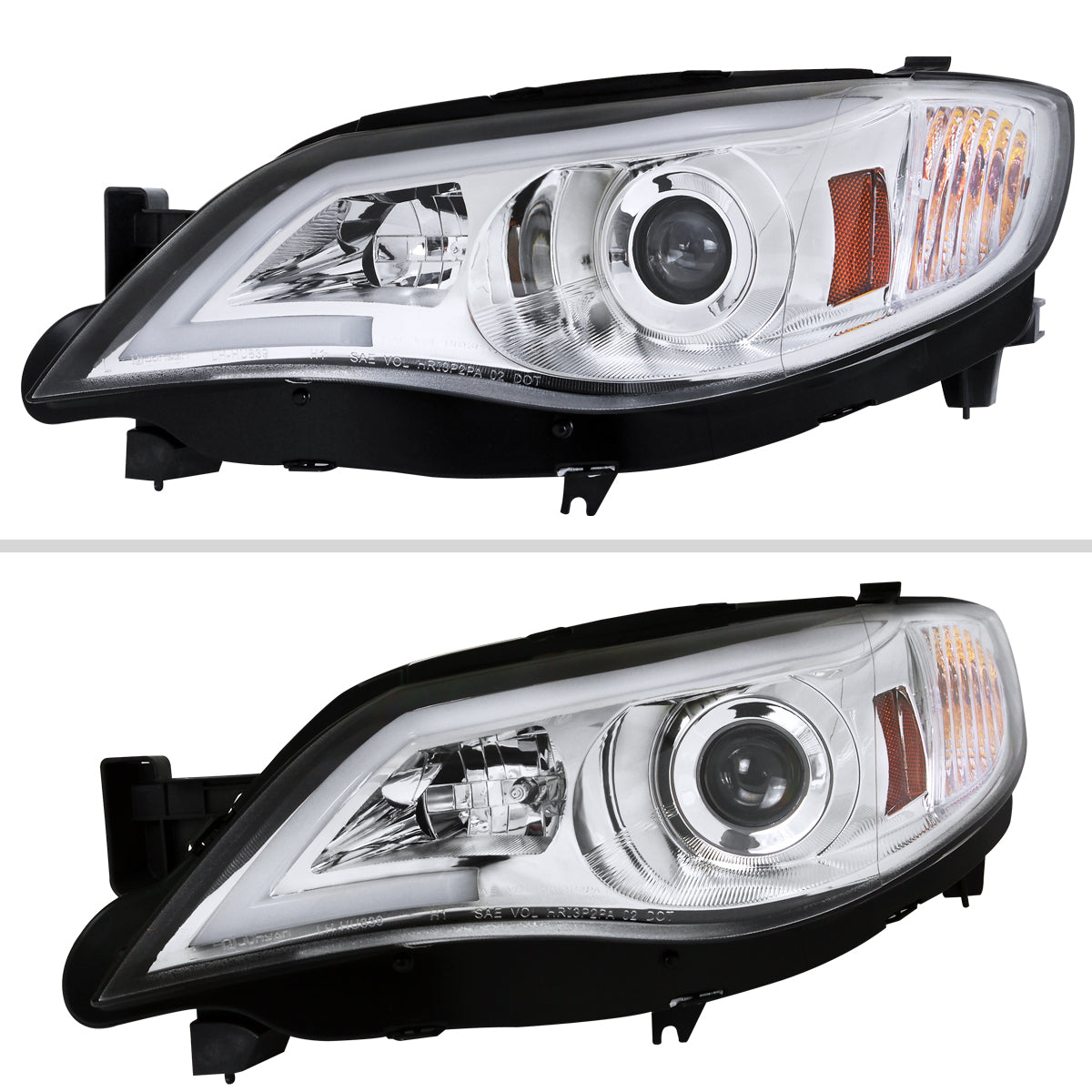 2008-2014 Subaru Impreza WRX/ 2008-2011 Outback Sport LED Bar Projector Headlights (Chrome Housing/Clear Lens)