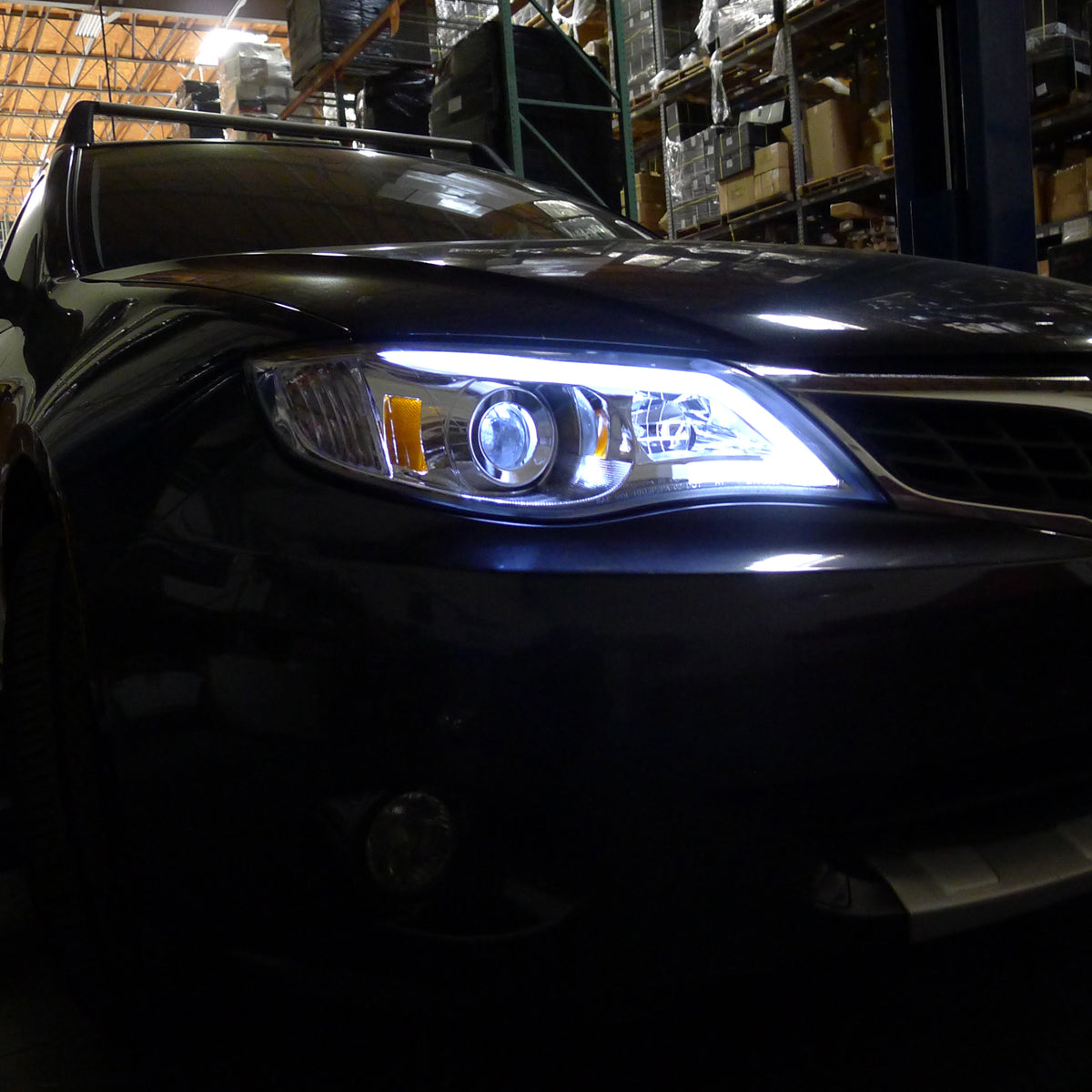 2008-2014 Subaru Impreza WRX/ 2008-2011 Outback Sport LED Bar Projector Headlights (Chrome Housing/Clear Lens)