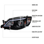 2008-2014 Subaru Impreza WRX / 2008-2011 Outback Sport LED Bar Projector Headlights (Glossy Black Housing/Smoked Lens)