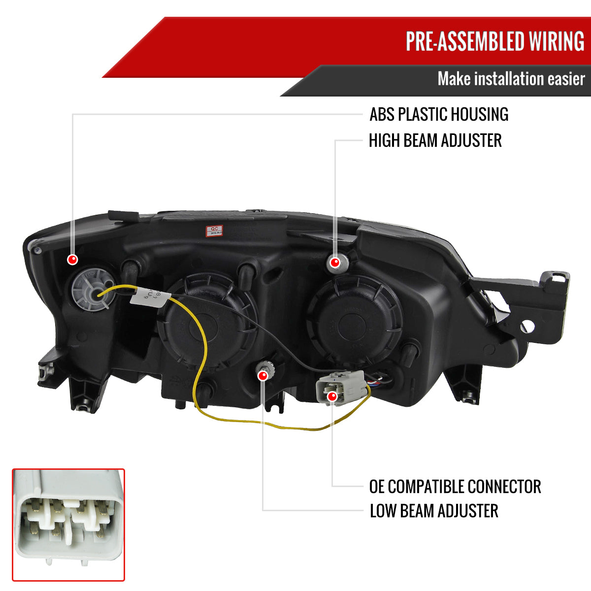 2008-2014 Subaru Impreza WRX / 2008-2011 Outback Sport LED Bar Projector Headlights (Matte Black Housing/Clear Lens)