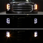 2015-2020 GMC Yukon/Yukon XL LED U-Bar Projector Headlights (Chrome Housing/Clear Lens)
