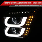2015-2020 GMC Yukon/Yukon XL LED U-Bar Projector Headlights w/ LED Turn Signal Lights (Glossy Black Housing/Smoked Lens)