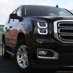 2015-2020 GMC Yukon/Yukon XL LED U-Bar Projector Headlights w/ LED Turn Signal Lights (Glossy Black Housing/Smoked Lens)
