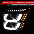 2015-2020 GMC Yukon/Yukon XL LED U-Bar Projector Headlights w/ LED Turn Signal Lights (Matte Black Housing/Clear Lens)