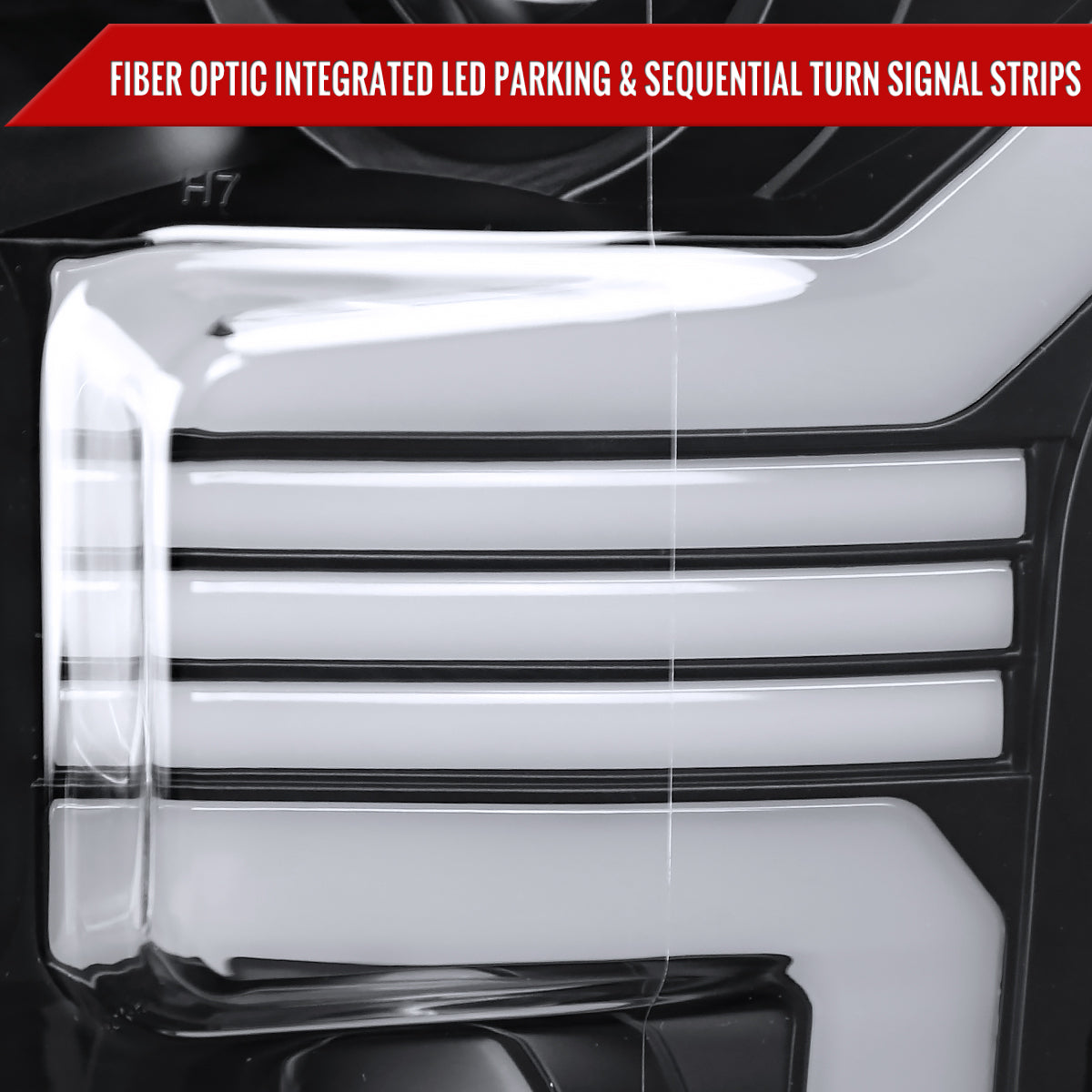 2015??‚??2017 Ford F-150 LED Bar Projector Headlights w/ Amber LED Sequential Turn Signals & Starup Animition (Black Housing / Clear Lens)