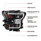 2015??‚??2017 Ford F-150 LED Bar Projector Headlights w/ Amber LED Sequential Turn Signals & Starup Animition (Black Housing / Clear Lens)