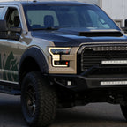 2015??‚??2017 Ford F-150 LED Bar Projector Headlights w/ Amber LED Sequential Turn Signals & Starup Animition (Black Housing / Clear Lens)