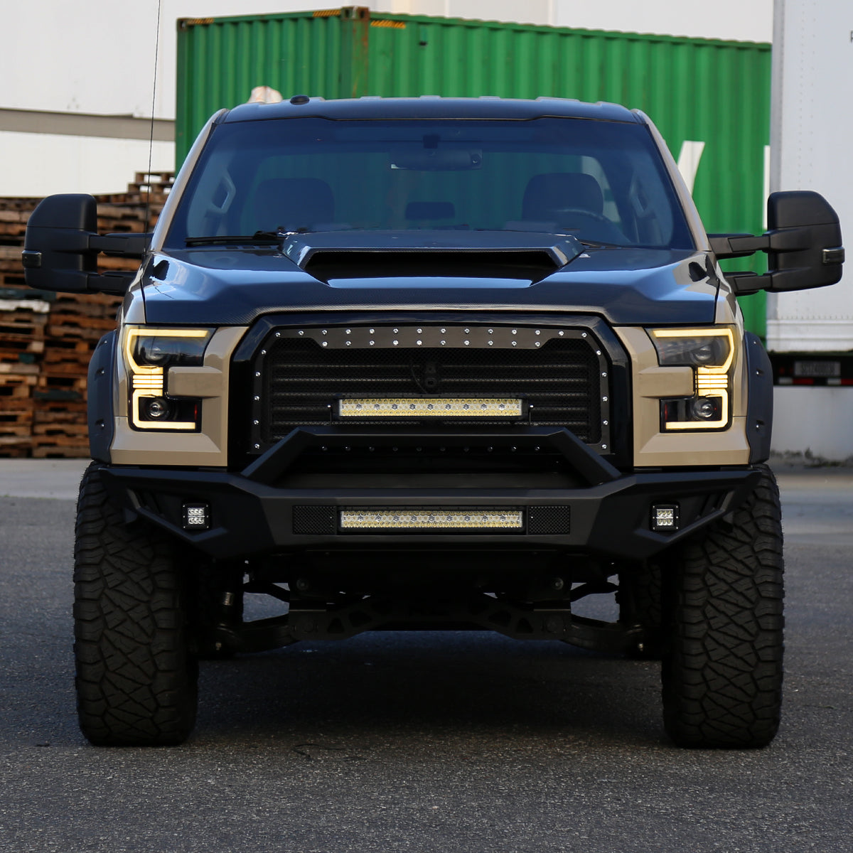 2015??‚??2017 Ford F-150 LED Bar Projector Headlights w/ Amber LED Sequential Turn Signals & Starup Animition (Black Housing / Clear Lens)