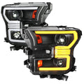 2015??‚??2017 Ford F-150 LED Bar Projector Headlights w/ Amber LED Sequential Turn Signals & Starup Animition (Black Housing / Clear Lens)