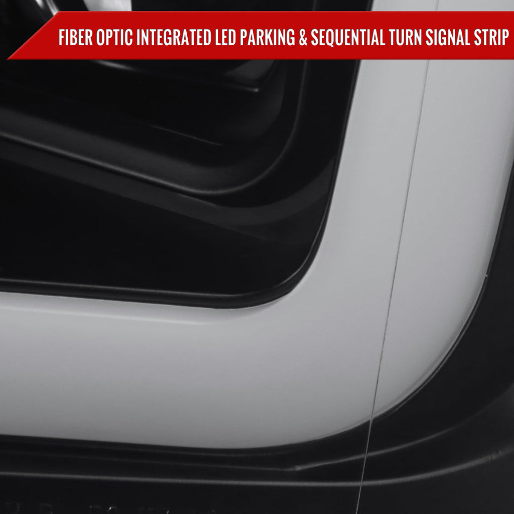 2018-2020 Ford F-150 Projector Headlights w/ Amber LED Sequential Turn Signal Lights (Matte Black Housing / Clear Lens)