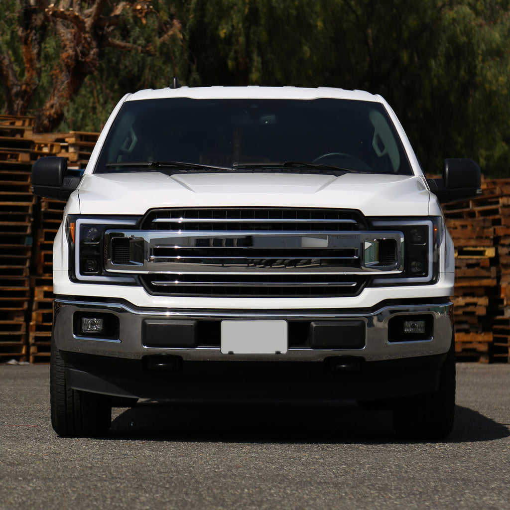 2018-2020 Ford F-150 Projector Headlights w/ Amber LED Sequential Turn Signal Lights (Matte Black Housing / Clear Lens)