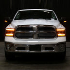 2009-2018 Dodge RAM 1500  / 2019-2021 RAM Classic / 2010-2018 RAM 2500 3500 Projector Headlights w/ Amber LED Sequential Turn Signal (Matte Black Housing/Clear Lens)