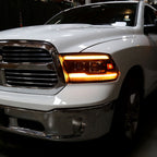 2009-2018 Dodge RAM 1500  / 2019-2021 RAM Classic / 2010-2018 RAM 2500 3500 Projector Headlights w/ Amber LED Sequential Turn Signal (Matte Black Housing/Clear Lens)