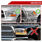 2009-2018 Dodge RAM 1500  / 2019-2021 RAM Classic / 2010-2018 RAM 2500 3500 Projector Headlights w/ Amber LED Sequential Turn Signal (Matte Black Housing/Clear Lens)