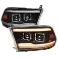 2009-2018 Dodge RAM 1500  / 2019-2021 RAM Classic / 2010-2018 RAM 2500 3500 Projector Headlights w/ Amber LED Sequential Turn Signal (Matte Black Housing/Clear Lens)