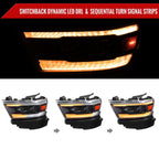 2019??‚??2024 Dodge RAM 1500 Projector Headlights w/ Amber LED Sequential Turn Signals & Startup Animation (Matte Black Housing / Clear Lens)