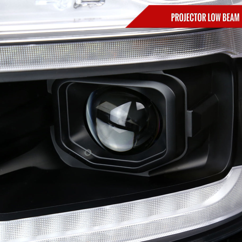 2019??‚??2024 Dodge RAM 1500 Projector Headlights w/ Amber LED Sequential Turn Signals & Startup Animation (Matte Black Housing / Clear Lens)