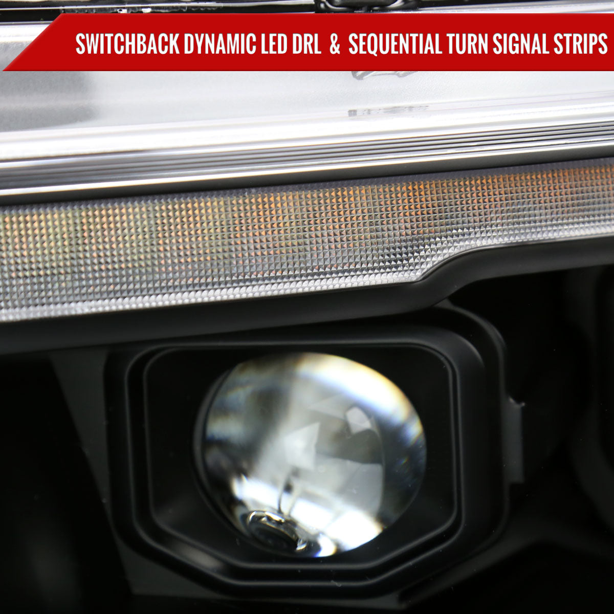 2019??‚??2024 Dodge RAM 1500 Projector Headlights w/ Amber LED Sequential Turn Signals & Startup Animation (Matte Black Housing / Clear Lens)