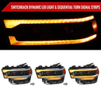 2019-2024 Dodge RAM 2500/3500/4500/5500 Projector Headlights w/ Amber LED Sequential Turn Signal & Starup Animation (Matte Black Housing/Clear Lens)